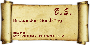 Brabander Surány névjegykártya